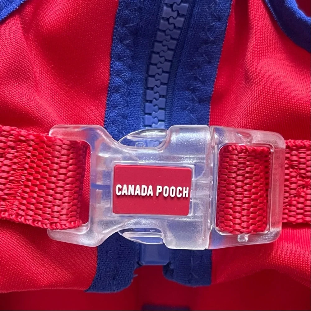 Canada Pooch High Tide Life Dog Jacket - Red/Blue - Size 12